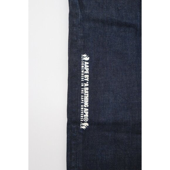 Aape by A Bathing Ape Loose 43X31 Men Indigo Garment Fly Button Camo Back Pocket - Picture 10 of 16